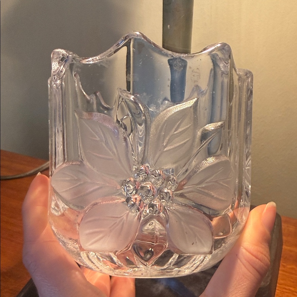 Mikasa Festive Poinsettia Votive Candleholder Crystal Glass